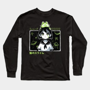 Kawaii space girl - Anime style - Alien cat Long Sleeve T-Shirt